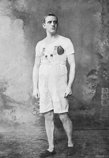 Portrait of the athlete CA Bradley, 1896.  Creator: Sellman & Co.