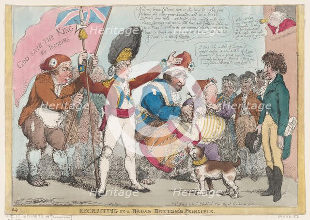 Recruiting on a Broab [sic] Bottom'd Principle , May 1806., May 1806. Creator: Thomas Rowlandson.