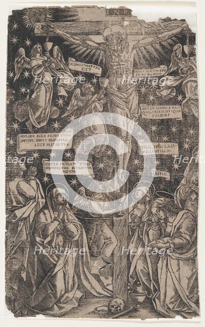 Christ on the Cross surrounded by mourners, ca. 1700-1800. Creator: Anon.