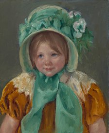 Sara in a Green Bonnet, ca. 1901. Creator: Mary Cassatt.