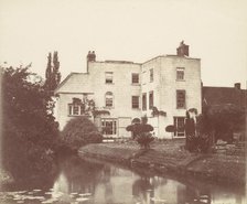 View of House from Garden by Pond with Lily Pads, 1850s. Creator: Unknown.