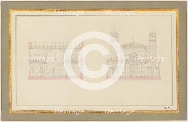 Section of the Crossing and the West End of a Cathedral for Berlin, 1827. Creator: Karl Friedrich Schinkel.