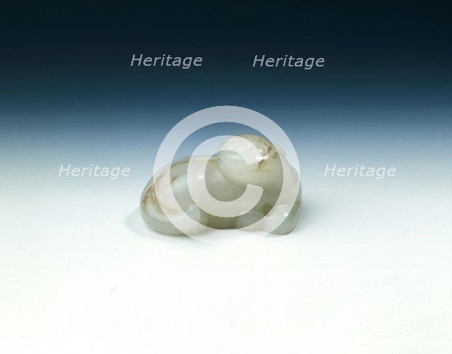 White jade cat, Western Han dynasty, China, 206 BC-8 AD. Artist: Unknown