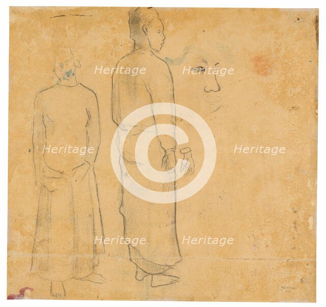 Two Figures (related to the painting Tahitian Landscape), 1891/93. Creator: Paul Gauguin.