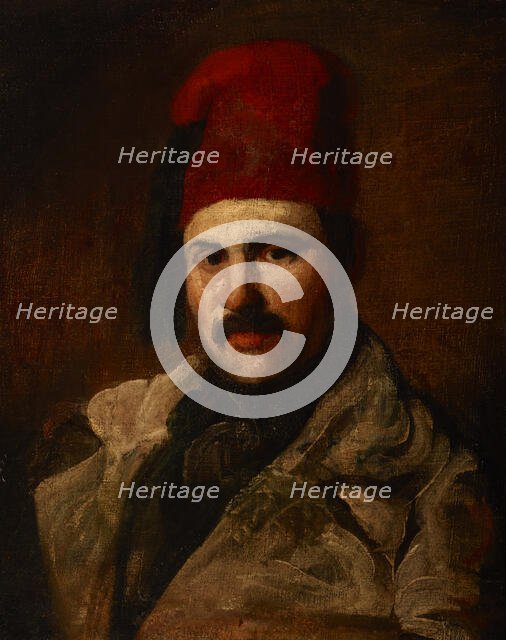 Portrait of Maksymilian Oborski Wearing a Fez, between 1840-1848. Creator: Piotr Michalowski.