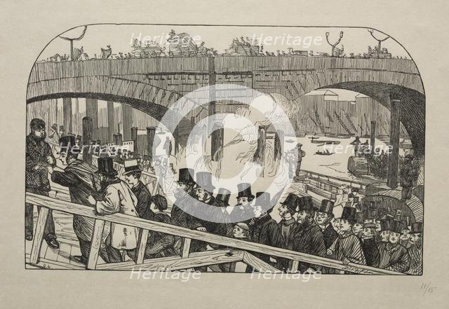 The Living Stream at London Bridge - Under the Bridge, 1863. Creator: George Louis Palmella Busson Du Maurier (British, 1834-1896).