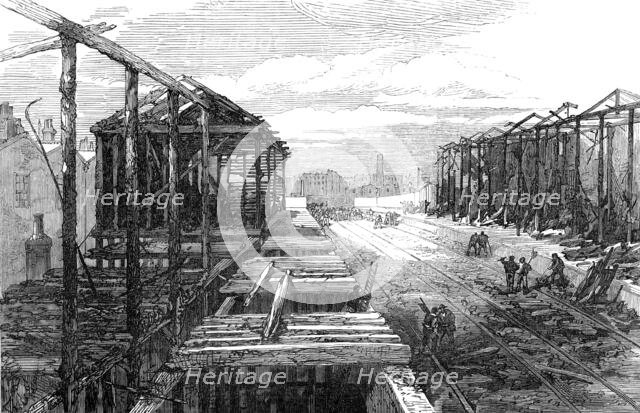 Scene of the fire at Kentish-Town Station, 1872. Creator: Unknown.