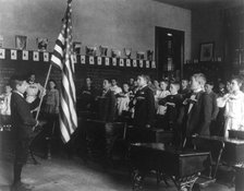 Pledge of allegiance to the flag, 8th Division, (1899?). Creator: Frances Benjamin Johnston.