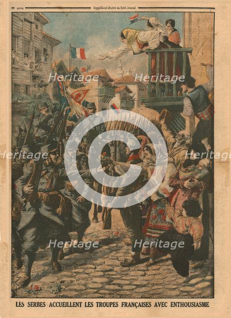 French troops are welcomed enthusiastically by the Serbs, 1915. Creator: Unknown.