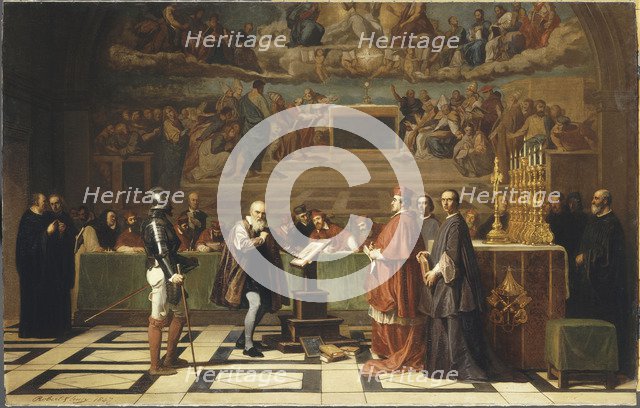 Galileo Galilei (1564-1642) before members of the Holy Office in the Vatican in 1633, 1847.