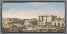 View of the Bastille and Porte Saint-Antoine in Paris, 1700-1799. Creators: Anon, Jacques Rigaud.