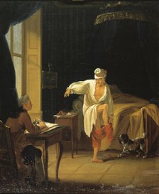 Voltaire getting up in Ferney, ca 1772. Creator: Huber, Jean (1721-1786).