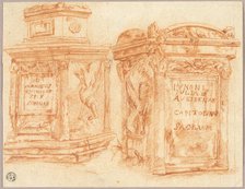 Sketches of Inscribed Bases of Roman Columns, n.d. Creator: Nicolas Poussin.