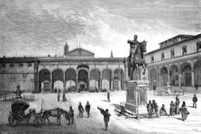 Piazza and church of the Santissima Annunziata, Florence, Italy, 1882. Artist: Unknown