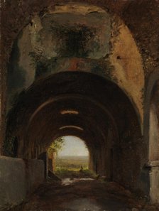 View in the Stables of the Villa of Maecenas, Tivoli, ca. 1805-10. Creator: Francois-Marius Granet.