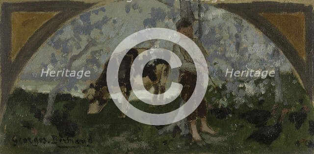 Esquisse pour la salle à manger de l'Hôtel de Ville : La viande de veau, La volaille, 1893. Creator: Georges Bertrand.