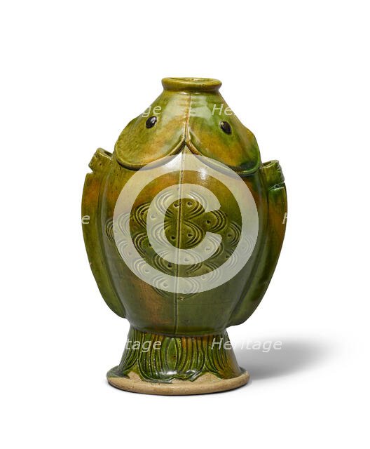Sancai (three-color glazed) Twin Fish Form Vase, Between 960 and 1127. Creator: The Oriental Applied Arts.