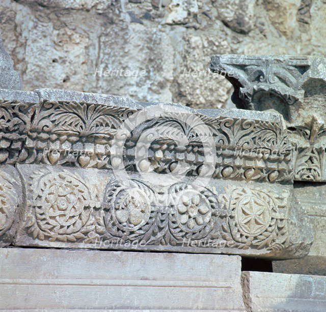 Stonework decoration in the Temple in Capernaum, 1st century. Artist: Unknown