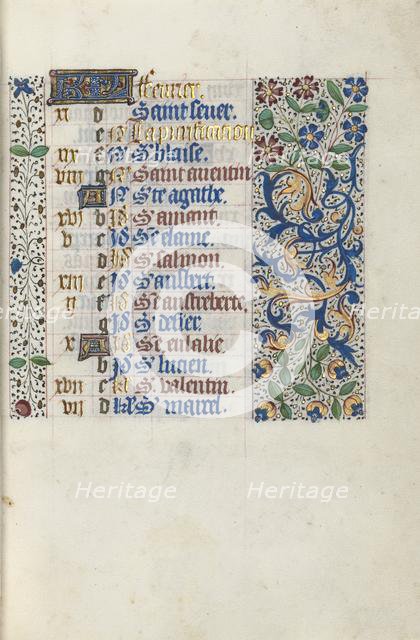 Book of Hours (Use of Rouen): fol. 2r, c. 1470. Creator: Master of the Geneva Latini (French, active Rouen, 1460-80).