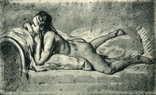 Reclining female nude, 1751, (1943). Creator: Francois Boucher.