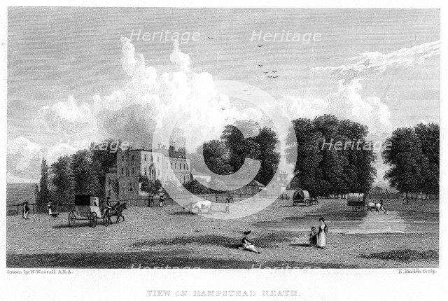 View on Hampstead Heath, London, 19th century.Artist: E Finden