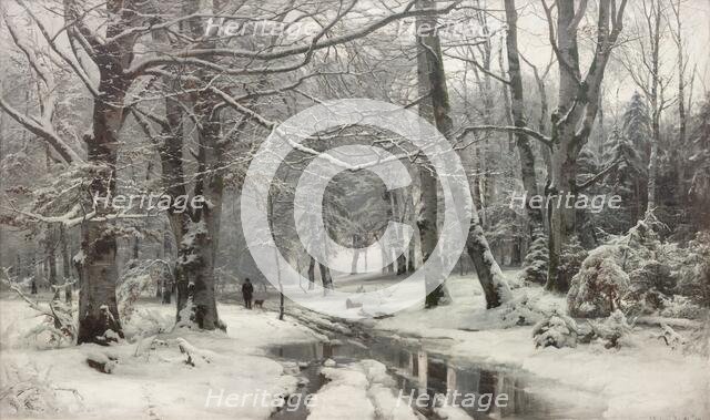Frosty weather in a beech forest, 1881. Creator: Anders Andersen-Lundby.