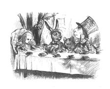 'Alice at the Mad Hatter's tea party', 1889. Artist: John Tenniel.