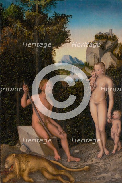 A Faun and His Family with a Slain Lion, about 1526. Creator: Lucas Cranach the Elder.