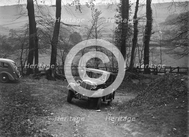 1934 Rover 10 at the Standard Car Owners Club Southern Counties Trial, 1938. Artist: Bill Brunell.