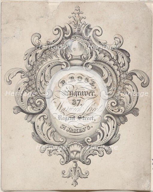 Trade Card for R. Rose, Engraver, 19th century. Creator: Anon.