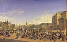View from Gammel Strand towards Christiansborg, 1868. Creator: Heinrich Hansen.