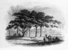 'Runjeet Singh's Encampment at Roopur, on the river Sutlej', 1838. Creator: George Francis White.