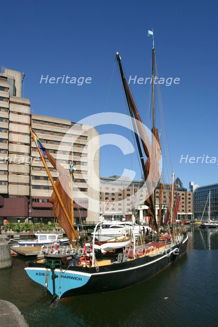 Thames barge in St Katherine's Dock, London.