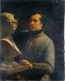 Jean-Pierre Dantan (1800-1869), sculptor, modeling the bust of Pérignon, in 1848. Creator: Unknown.