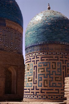 Domes of Mausoleum, Shah-i-Zinda Complex, Samarkand, 14th-15th century, (c20th century). Artists: CM Dixon, Unknown.