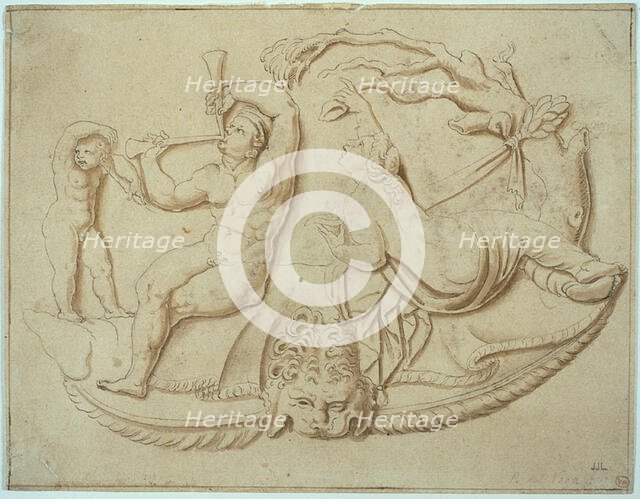 Satyr with Two Pipes and Putto and Woman Taking Drink from Tree, n.d. Creator: Unknown.