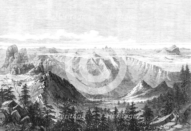 The Abyssinian Expedition: view of the plateau at Senafe, looking towards the Adowa Peaks, 1868. Creator: Mason Jackson.