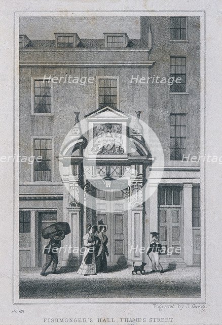 Fishmongers' Hall, London, c1825. Artist: Anon