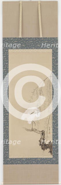 Heron and willow, Edo period, late 17th-early 18th century. Creator: Hanabusa Itcho.