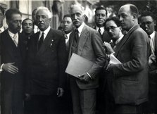 Francesc Macia, president of the Generalitat de Catalonia, with Manuel Azaña and Lluís Companys a…