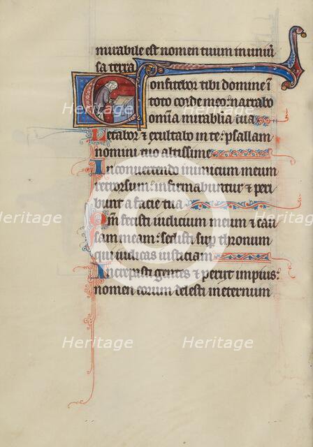 Initial C: A Priest Before an Altar; Bute Psalter, text and illumination about 1285. Creator: Bute Master.