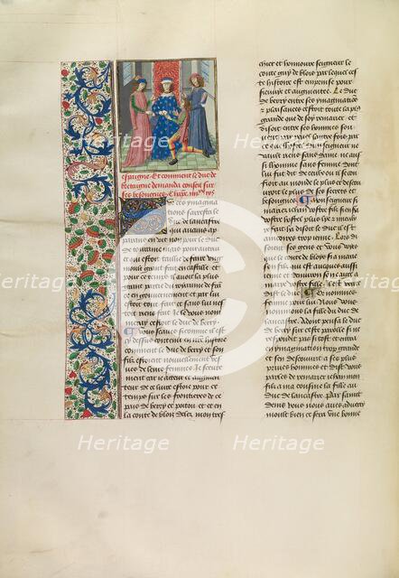 John of Gaunt Giving a Letter from the Duke of Berry to a Messenger, c1390s; about  Creator: Master of the Copenhagen Caesar.