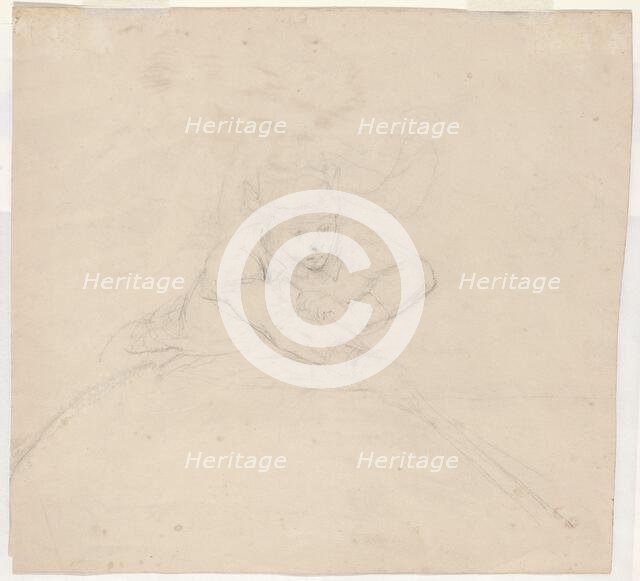 Study of Half-Length Figure with Pole [verso], 1849. Creator: Emanuel Gottlieb Leutze.