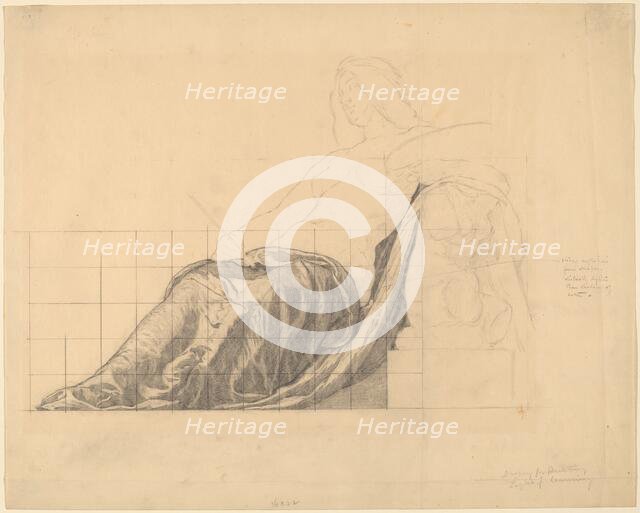 Drapery Study for Reclining Female Study for "Painting". Creator: Kenyon Cox.