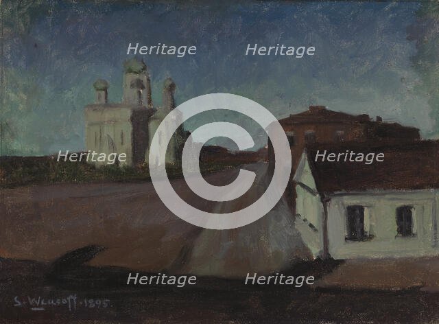 Moonlight Landscape in Suomenlinna, 1895. Creator: Sergei Wlasoff.