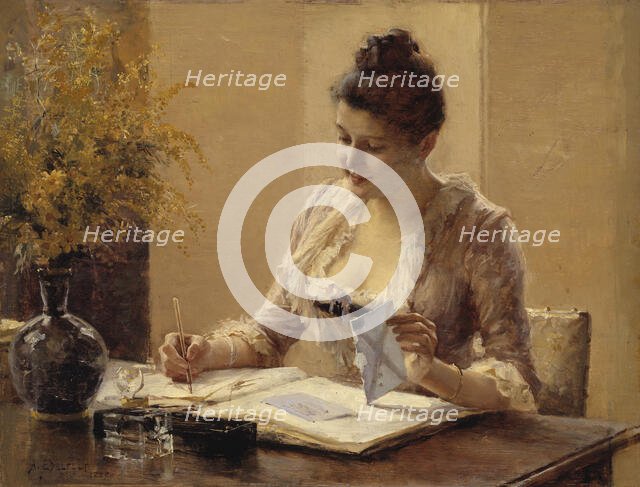 Lady Writing a Letter, 1887. Creator: Albert Edelfelt.