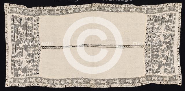Cloth with Border of Crowned Double-Headed Eagles with Various Emblems, Birds..., 19th century. Creator: Unknown.