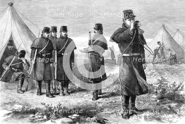 The Easter Volunteer Review: sounding the reveillé, 1880. Creator: Unknown.