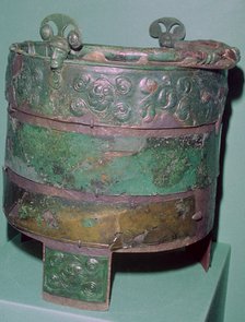 A Celtic bronze bucket.
