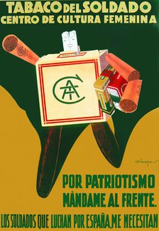 Spanish Civil War (1936-1939). 'Soldier's cigarettes', advertising poster published by the nation…